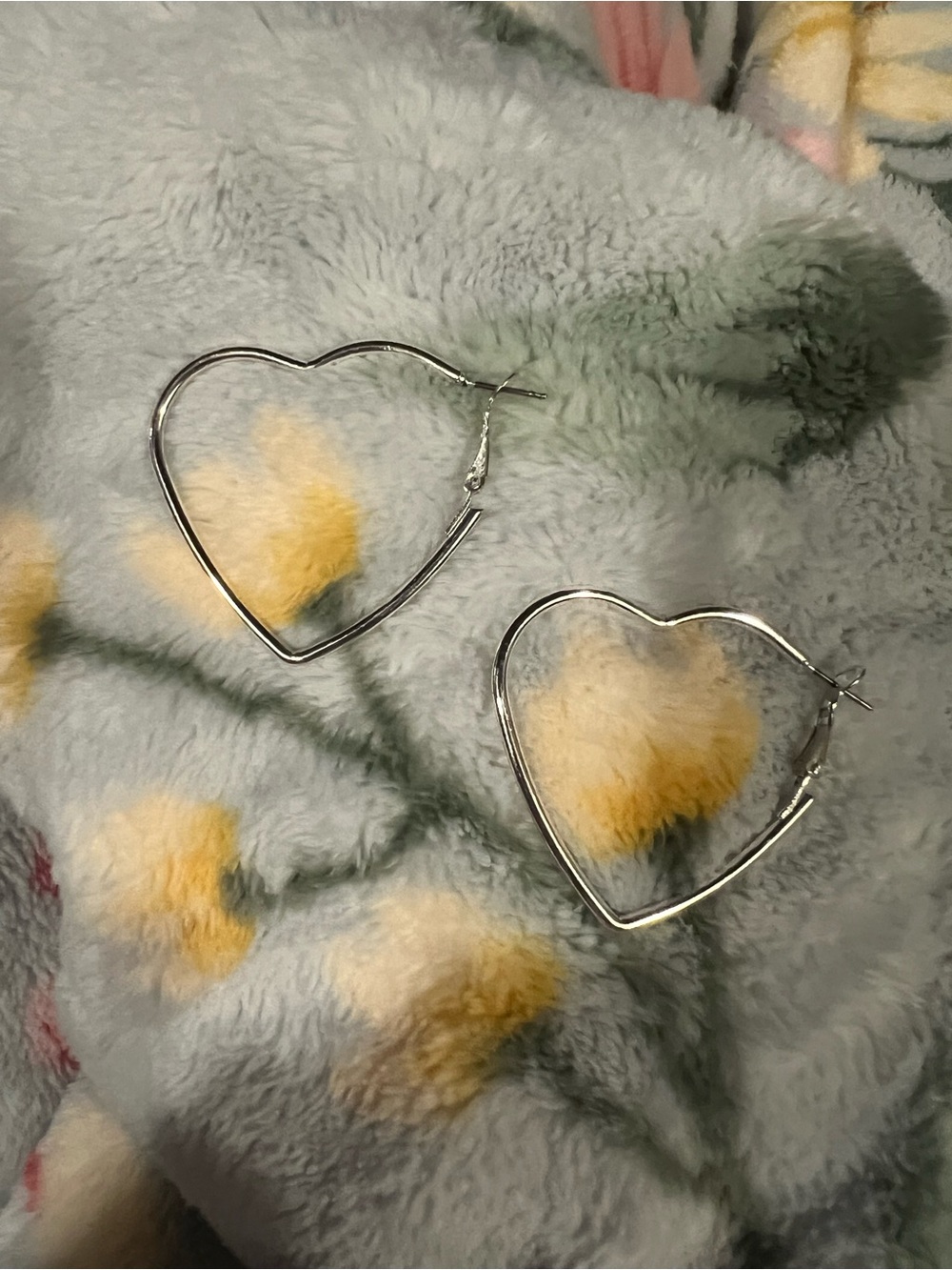 Silver Heart Hoop Earrings - Women Jewelry